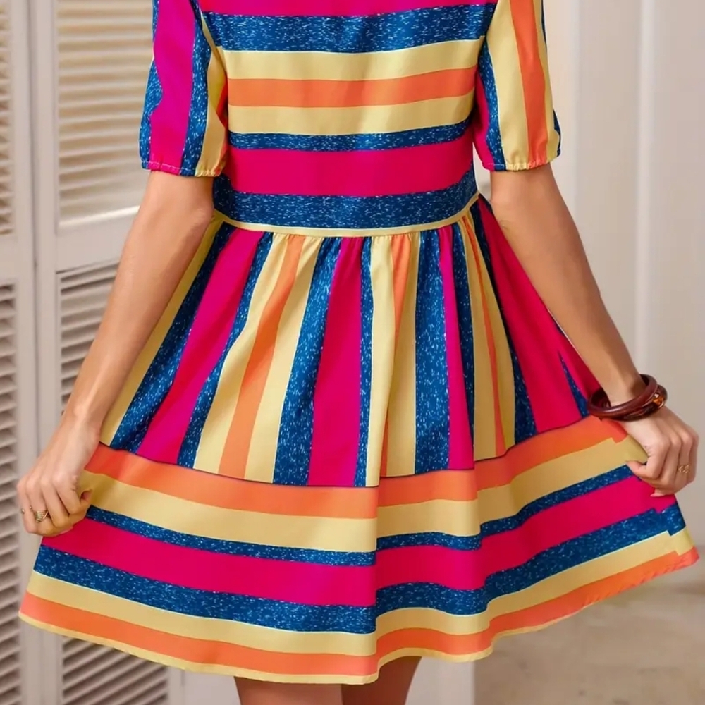 Colorful Striped Mini Dress - Picture 4 of 9